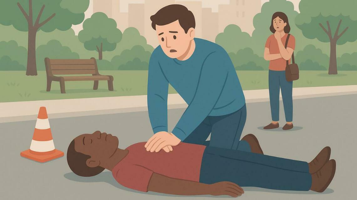 “On the Street, in the Mall, at the Fair — C P R Can Save Lives Anywhere”