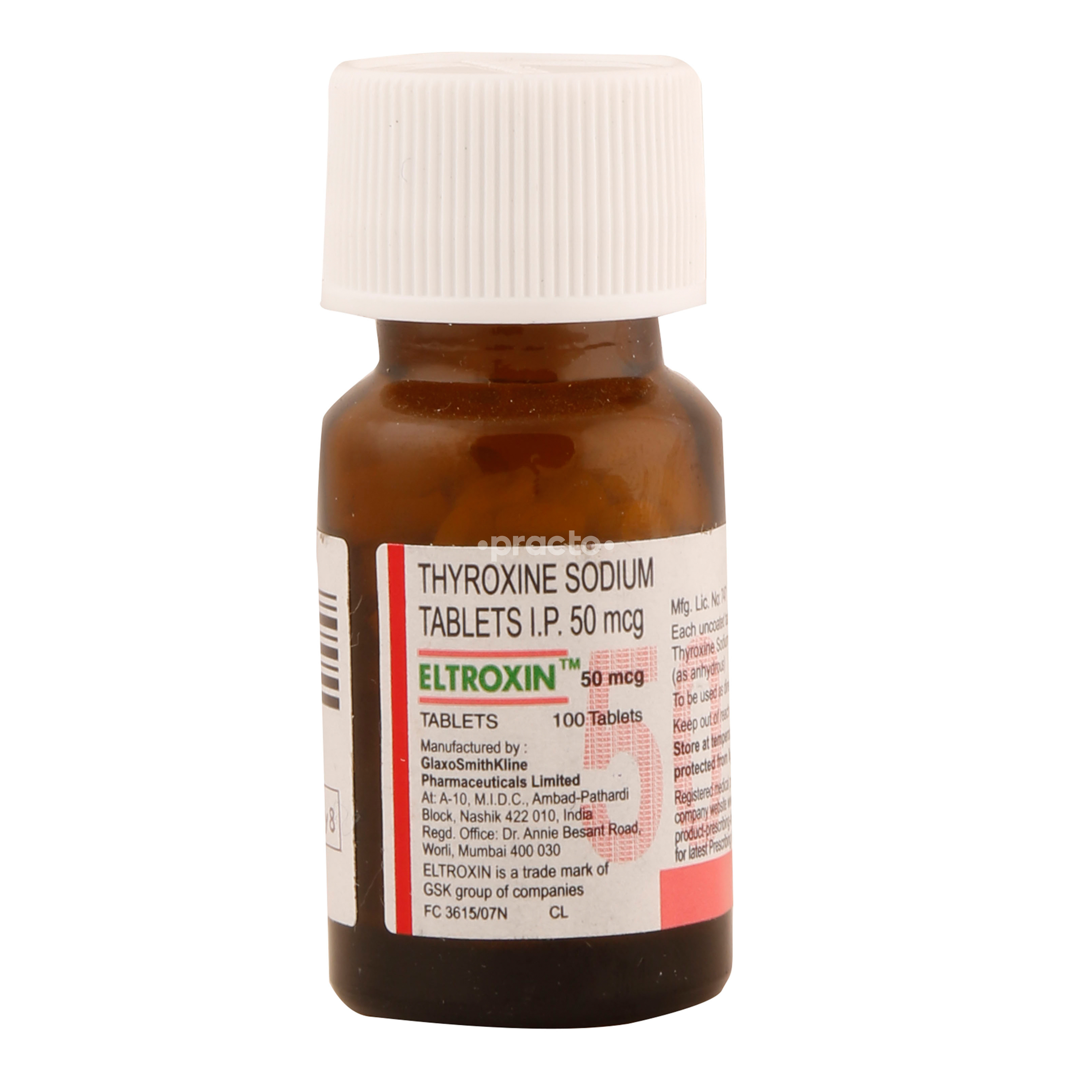 Eltroxin 50 mcg Tablet by Glaxosmithkline Pharmaceuticals Ltd.