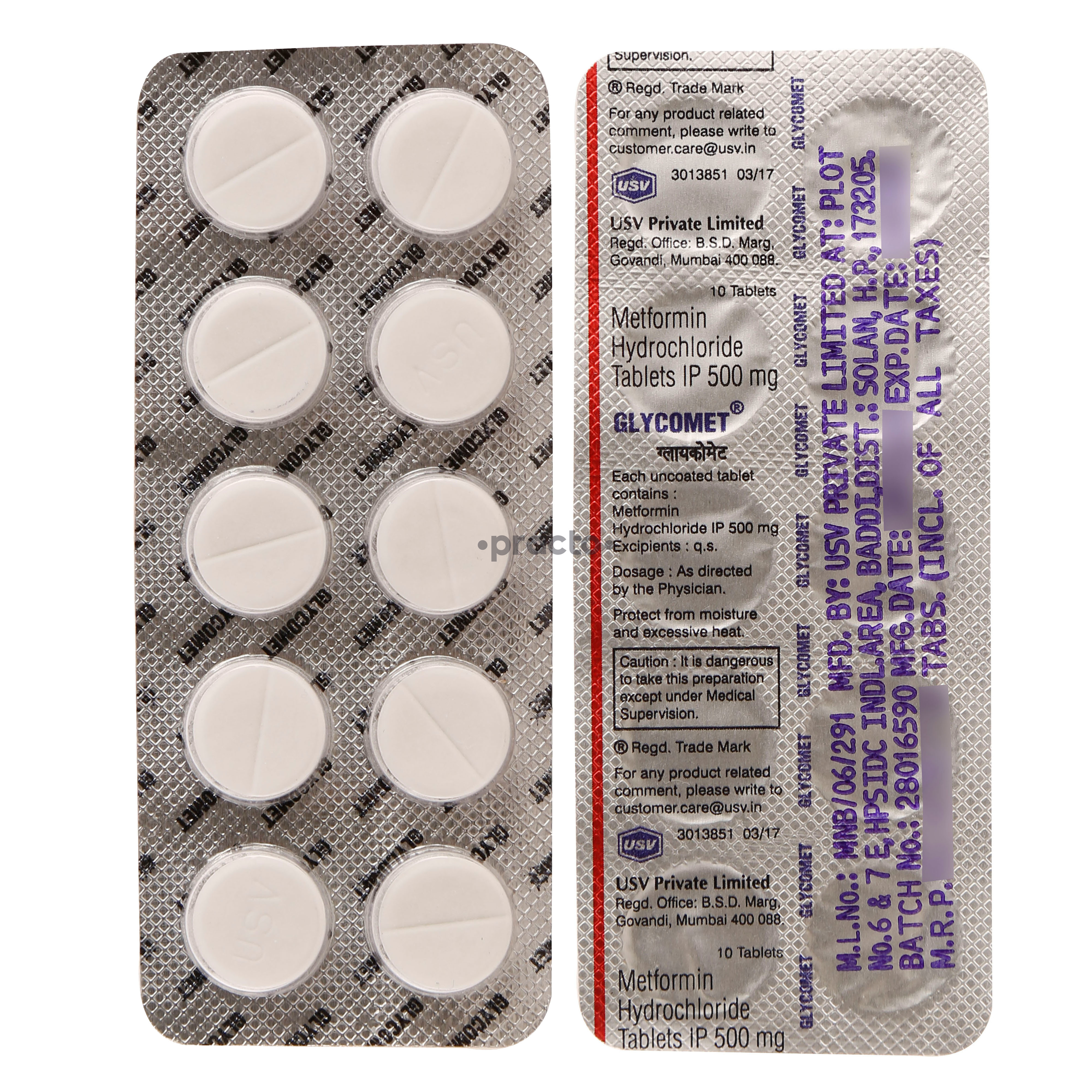 Glycomet 500 MG Tablet by Usv Ltd.