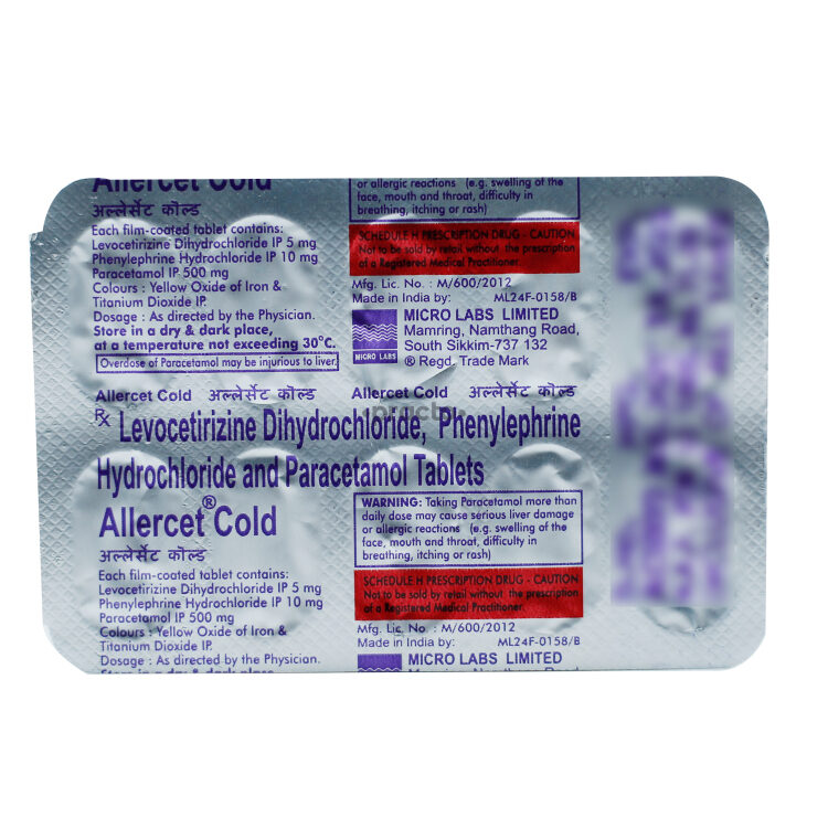 Allercet Cold Tablet Uses, Dosage, Side Effects, Price, Composition