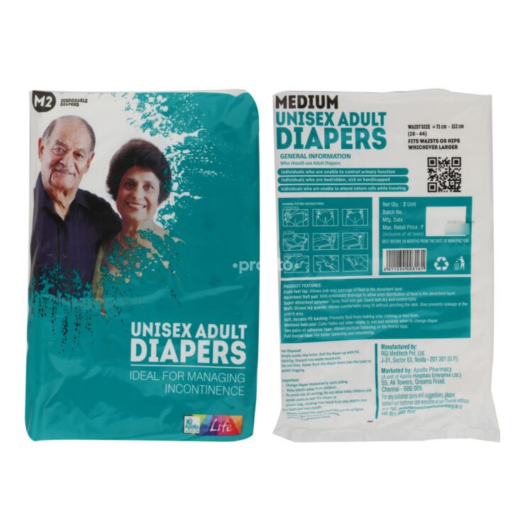 Apollo Pharmacy Apollo Life Unisex Adult Diapers Medium Buy Online at