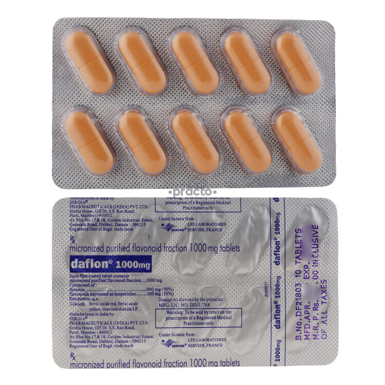 Daflon 1000 Tablet - Uses, Dosage, Side Effects, Price, Composition