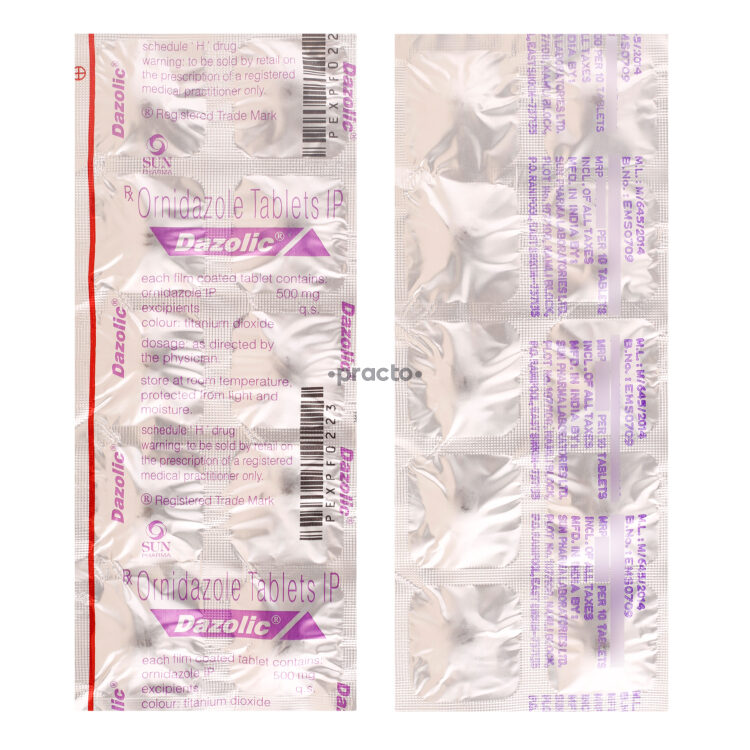Dazolic 500 mg Tablet - Uses, Dosage, Side Effects, Price, Composition ...