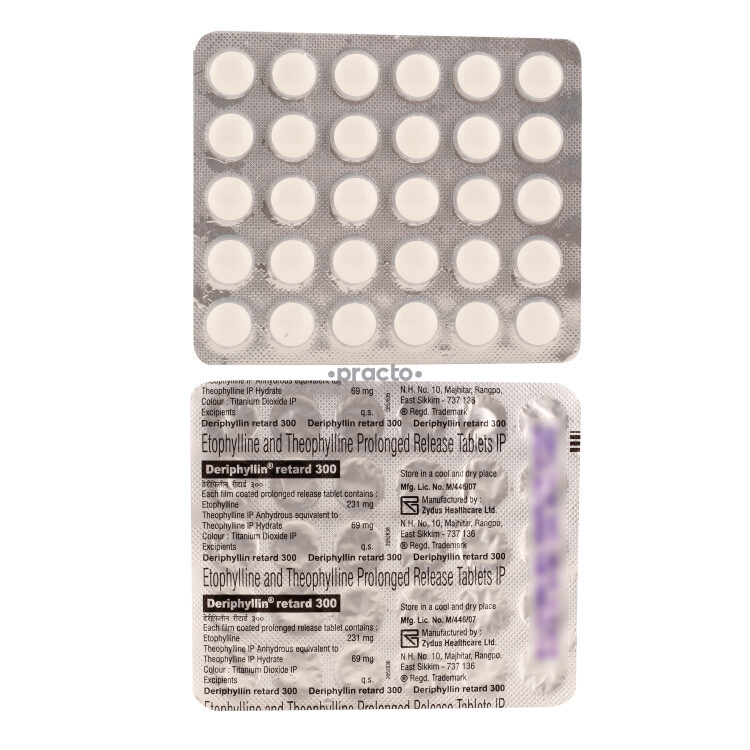 Deriphyllin Retard 300 Tablet Uses, Dosage, Side Effects, Price