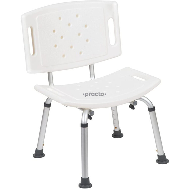 THERYCO HEALTHCARE SOLUTION PVT LTD ENTROS PREMIUM ALUMINIUM HEIGHT ADJUSTABLE SHOWER BATHING CHAIR STOOL WITH DRAINAGE HOLES FOR OLD AGE/HANDICAP/SURGERY PATIENT, PREGNANT WOMEN  SC6005 1`S