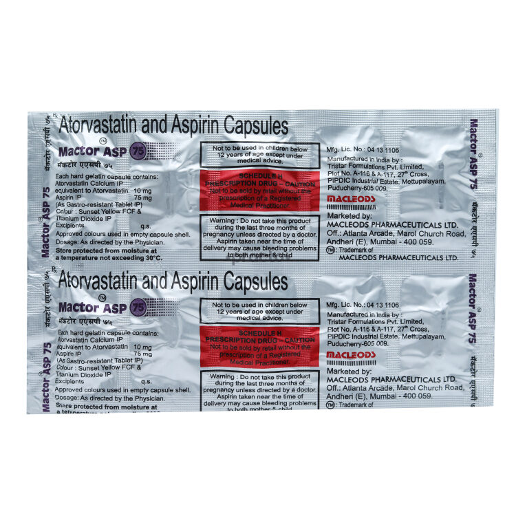 Mactor ASP 75 Capsule Uses, Dosage, Side Effects, Price, Composition Practo
