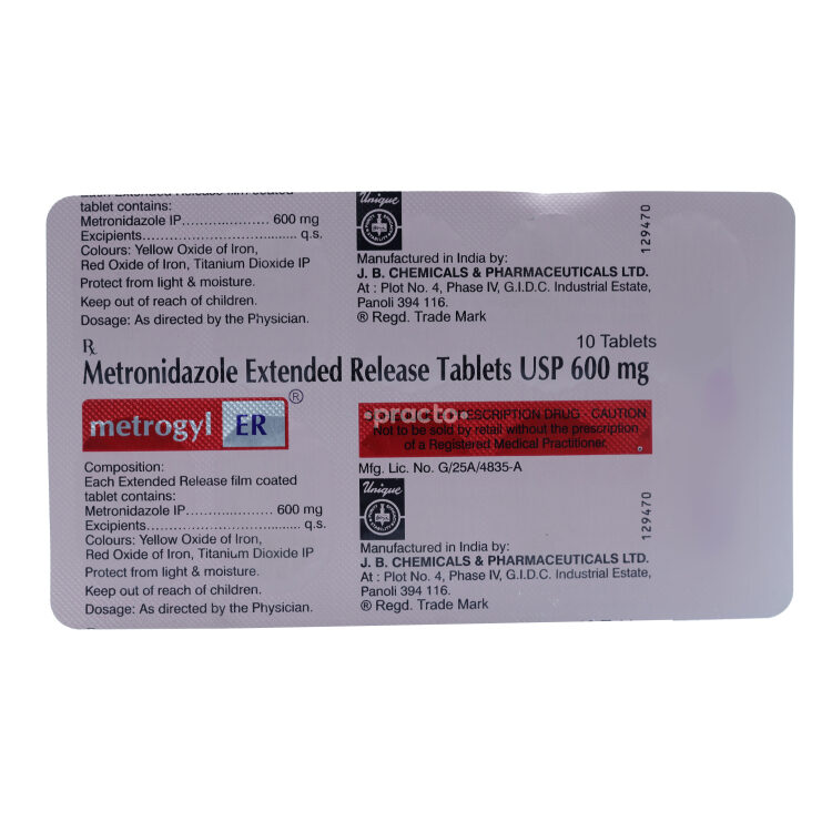 Metrogyl ER Tablet Uses, Dosage, Side Effects, Price, Composition
