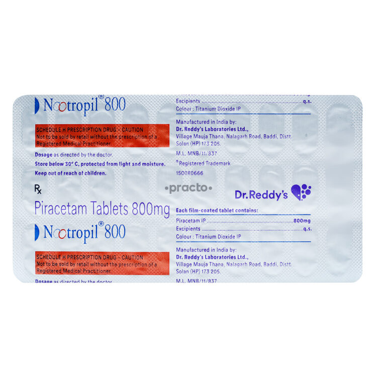 Nootropil 800 MG Tablet - Uses, Dosage, Side Effects, Price ...