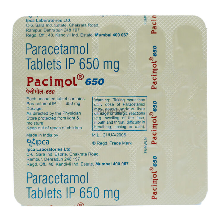 Pacimol 650 MG Tablet Uses, Dosage, Side Effects, Price, Composition