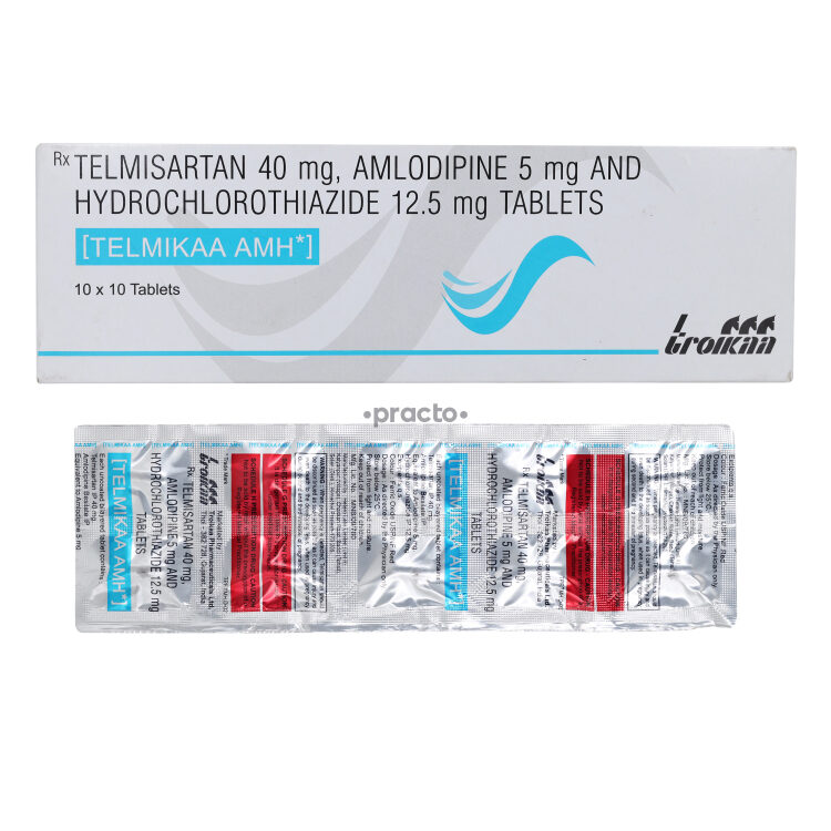 Telmikaa AMH (12.5/5/40 mg) Tablet Uses, Dosage, Side Effects, Price