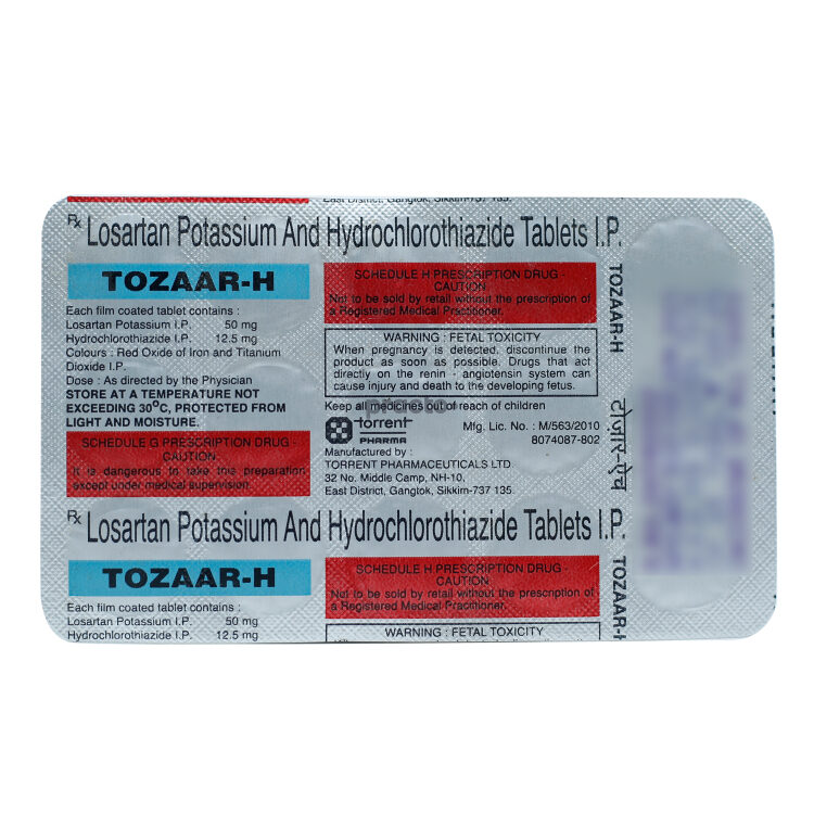 Tozaar H (12.5/50 mg) Tablet Uses, Dosage, Side Effects, Price