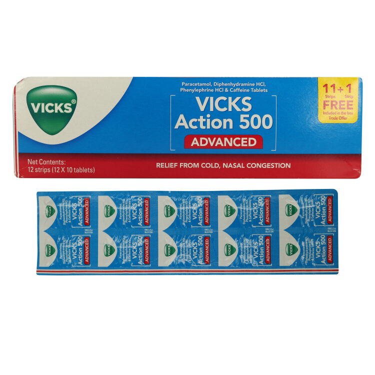 Vicks Action 500 Advanced Tablet Uses, Dosage, Side Effects, Price