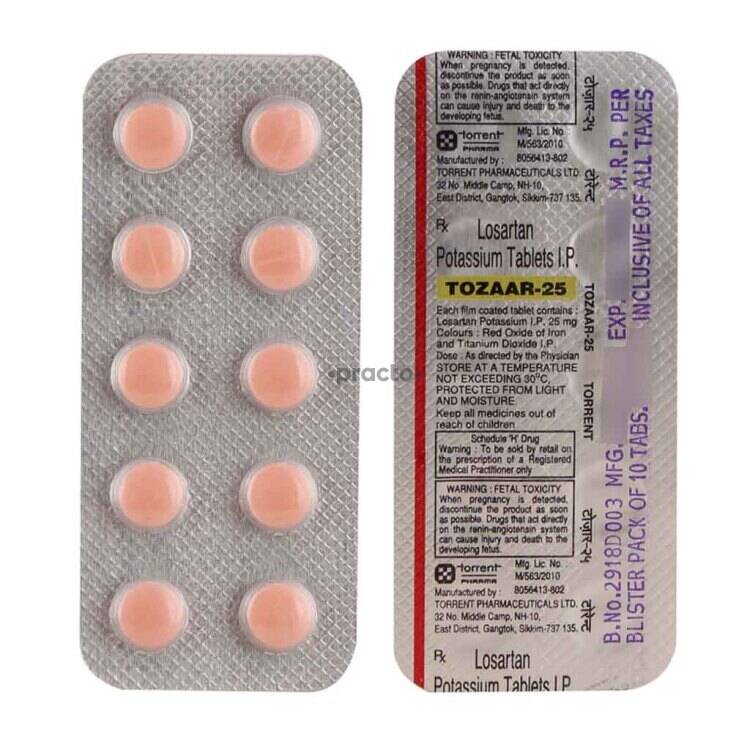 Tozaar 25 Mg Tablet Uses Dosage Side Effects Price Composition Practo