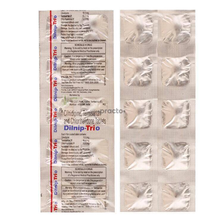 DilnipTrio Tablet Uses, Dosage, Side Effects, Price, Composition